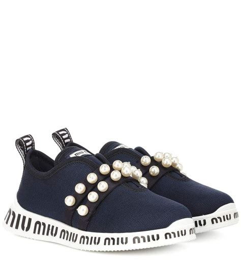 miu miu logo embellished sneakers